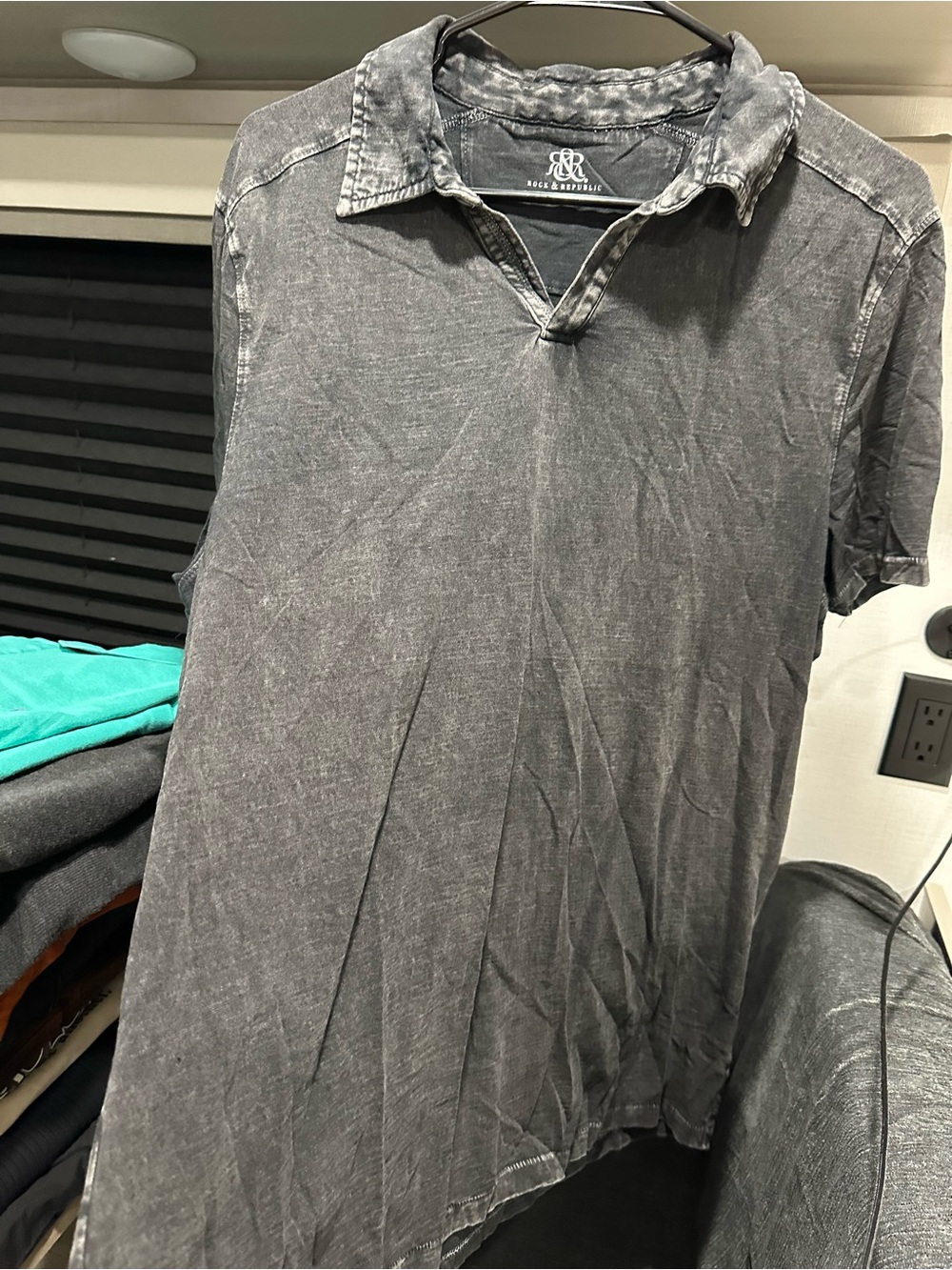 Rock & Republic Gray Washed Polo size XL